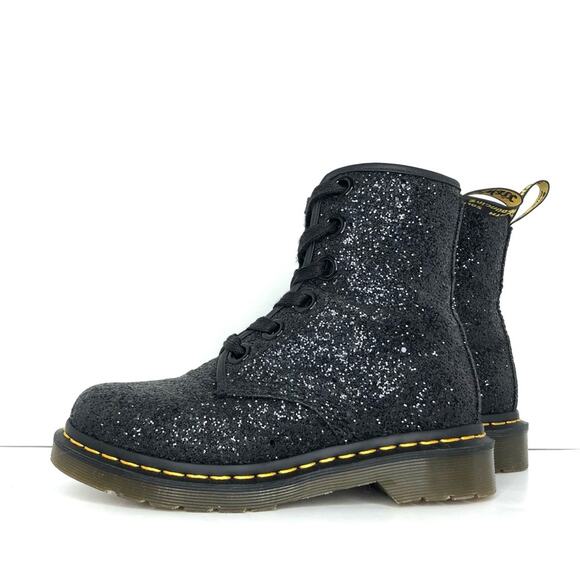 Dr Martens Black Chunky Glitter 1460 Farrah Ankle Boots Women’s 5 Shoes - Picture 3 of 12